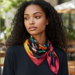 Kurt Geiger Silk hearts,bows, stars printed bandana scarf NWT